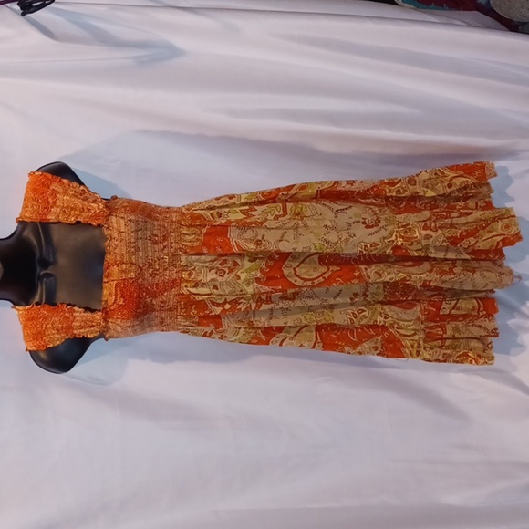 Fire Los Angeles Orange Ruffled Paisley Floral Sleeveless  Sundress Size Medium - Picture 1 of 7